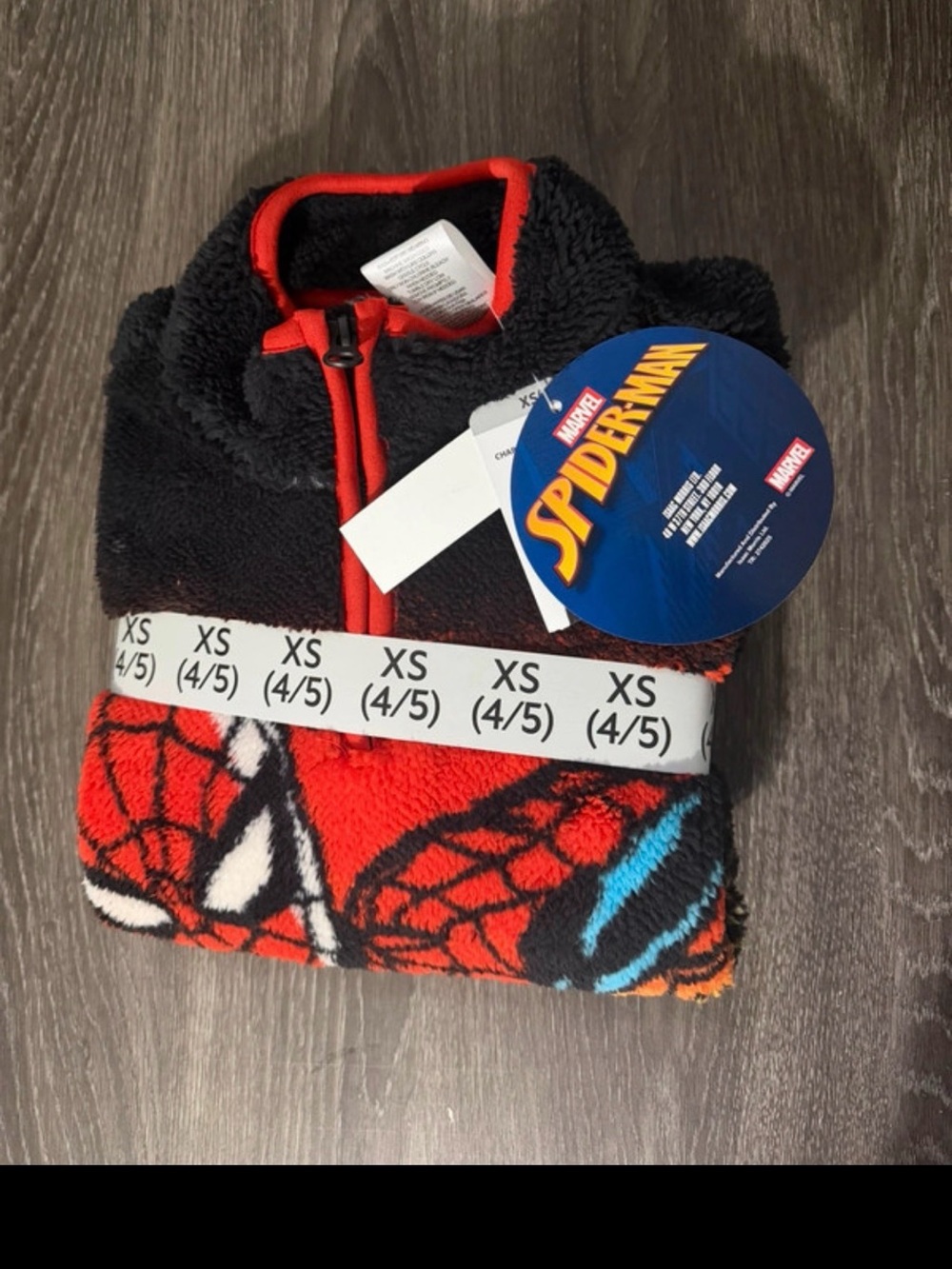 Marvel Spider-Man Kids Black & Red quarter zip fluffy Jacket